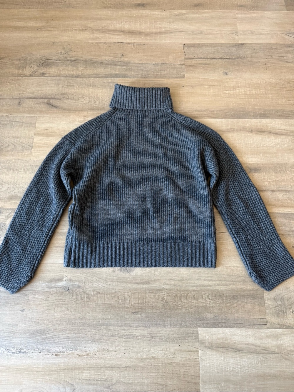 Veronica Beard Grey Matilda Wool Cashmere Ribbed Turtleneck Sweater - Medium - Picture 6 of 8